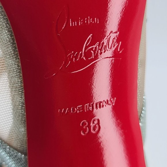 Christian Louboutin Pumps Strass Twistissima 85 Teal Blue Crystal Mesh Heels 38 - Picture 8 of 8